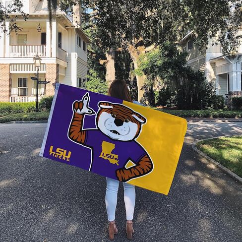 Desert Cactus LSU LSU Flag - 3 × 5 أقدام لافتة النمور ، النسيج المتين الداخلي/الخارجي ، تصميم البوليستر بنسبة 100 ٪ (النمط C) in Kuwait