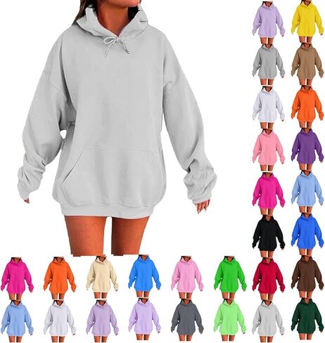 Womens Oversized Hoodies Cute Sweatshirts Fleece Hooded Pullover Tops Sweaters Casual Comfy Fall Fashion Outfits Clothes in Saudi Arabia