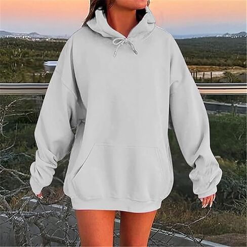 Womens Oversized Hoodies Cute Sweatshirts Fleece Hooded Pullover Tops Sweaters Casual Comfy Fall Fashion Outfits Clothes in Saudi Arabia