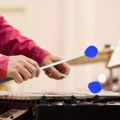 1 Pair Yarn Head Keyboard Marimba Mallets, Vibraphone Mallets with Fiberglass Handles, Mallets Percussion for All Kinds of Bass Percussion Instruments, Blue in Kuwait