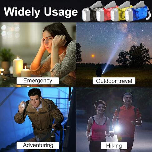 48 Pcs Hand Crank Flashlight No Battery Required Torch Light Manual Press Flashlight 3 Led Light Squeeze Flashlight for Camping Hiking Outdoor Sports Home Power Outage Gift Christian Charity Donation in Kuwait