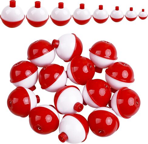 JOGFFDE Fishing Bobbers Floats Assortment - 15PCS Round Fishing Bobbers ABS Fishing Bobber Bulk Snap on Float Red White Bobbers Push Button Bobbers in Saudi Arabia