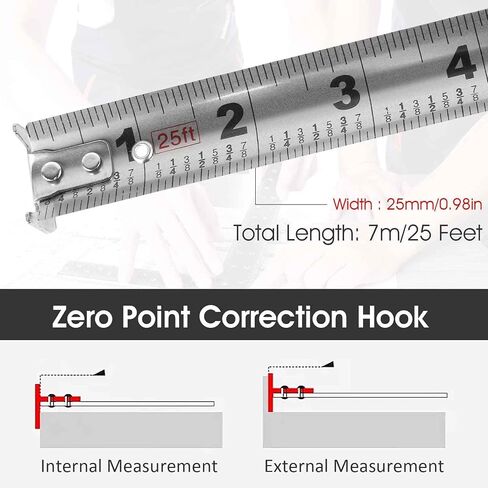 7.5M/25FT Stainless Steel Retractable Tape Measure with Washable and Anti-Fall Design, Double-Sided Scale (FT/CM), Manual Lock for Accurate Measurements in Saudi Arabia