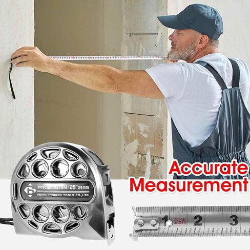 7.5M/25FT Stainless Steel Retractable Tape Measure with Washable and Anti-Fall Design, Double-Sided Scale (FT/CM), Manual Lock for Accurate Measurements in Saudi Arabia