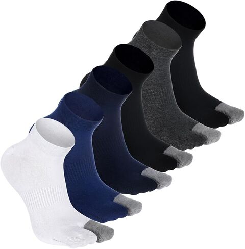 6 Pairs Men's Tabi Socks Cotton Socks for Flip Flop Split Toe Stockings for Men Athletic Wicking in Saudi Arabia