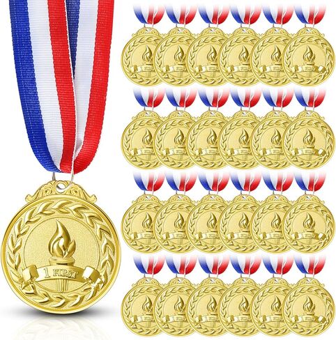 24 PCS 1st Place Medals for Kids ، Medals for Gold Metal Award Medals for Comple Basketball Cootccer Complists Party Bees Team Team Cootcer Running ، 2 inch in Kuwait