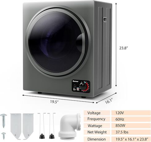 ARLIME Compact Laundry Dryer, 1.6 cu.ft Portable Clothes Dryers W/4 Automatic Drying Mode, Small Electric Laundry Dryer W/Stainless Steel Drum & Control Panel For Apartments, Dorm 110V 900W, White in Kuwait