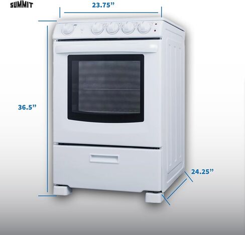 Summit REX2421WRT 24 Electric Range with 4 Elements Ceramic Glass Cooktop 2.9 cu. ft. Oven Capacity Storage Drawer Adjustable Racks ADA Compliant in White in Saudi Arabia