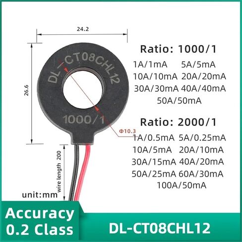 دقة MINI التيار المحول 0 ~ 60A 1000/1 2000/1 PCB Mount 2/4 دبابيس Toroidal coil CT AC 1A 5A 10A 20A 30A 50A 8 أنواع (DL-CT525BW 2000-1) in Kuwait