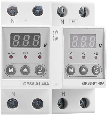 GPS8 DIN RAIL DANER DUND DISHED قابلة للتعديل على التيار الجهد تحت الجهد ترحيل حماية الجهد 63A 220V 230V (GPS8-02-AUPPER WIRING ، 63A) in Saudi Arabia