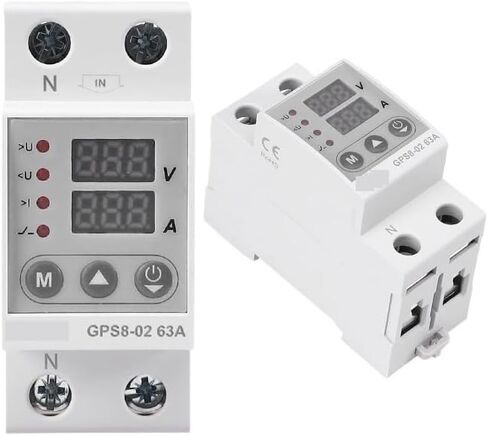 GPS8 DIN RAIL DANER DUND DISHED قابلة للتعديل على التيار الجهد تحت الجهد ترحيل حماية الجهد 63A 220V 230V (GPS8-02-AUPPER WIRING ، 63A) in Saudi Arabia