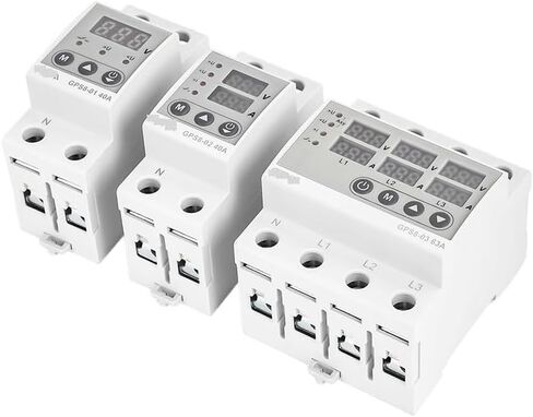 GPS8 DIN RAIL DANER DUND DISHED قابلة للتعديل على التيار الجهد تحت الجهد ترحيل حماية الجهد 63A 220V 230V (GPS8-02-AUPPER WIRING ، 63A) in Saudi Arabia