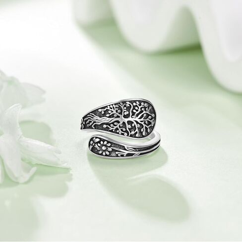 Hummingbird Spoon Ring 925 Sterling Silver Adjustable Abalone Shell Hummingbird Thumb Rings Hummingbird Jewelry Gift for Women Mother in Saudi Arabia