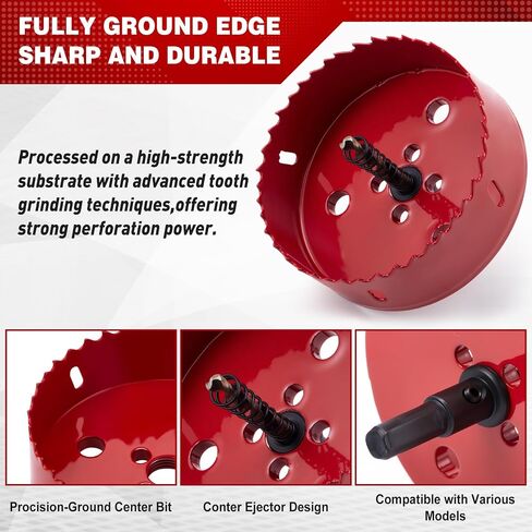 Blulu 4 Set 2/3/4/6 Inch Hole Saw for Recessed Lights and Can Lights, Bi-Metal with Dust Bowl Gard Carbide Hole Saw Set with Drill Bits for Wood, Plywood, Plaster Drywall, PVC, Thin Metal in Saudi Arabia