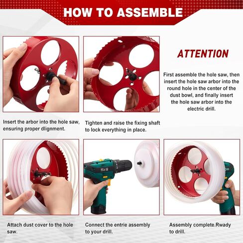 Blulu 4 Set 2/3/4/6 Inch Hole Saw for Recessed Lights and Can Lights, Bi-Metal with Dust Bowl Gard Carbide Hole Saw Set with Drill Bits for Wood, Plywood, Plaster Drywall, PVC, Thin Metal in Saudi Arabia