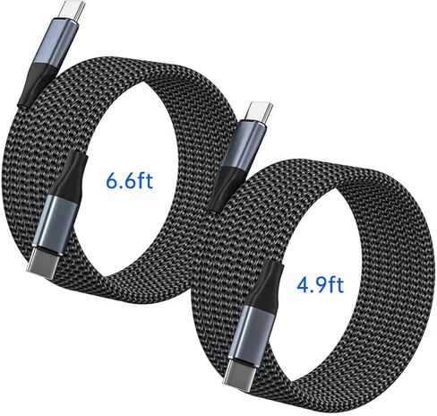 كبل USB C إلى USB C Cable 60W ، 4.9ft+6.6ft -Pack Type Cable C Cable Fast Charging for iPhone 16/15 Pro ، Samsung Galaxy S25 -S23 ، Google Pixel 9 - Type Type C Charger Cord (Gray) in Kuwait