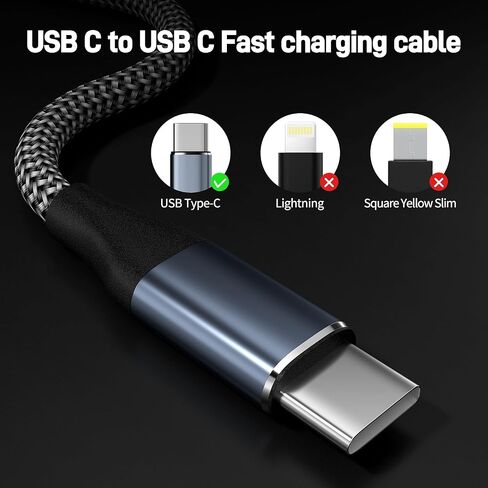 كبل USB C إلى USB C Cable 60W ، 4.9ft+6.6ft -Pack Type Cable C Cable Fast Charging for iPhone 16/15 Pro ، Samsung Galaxy S25 -S23 ، Google Pixel 9 - Type Type C Charger Cord (Gray) in Kuwait