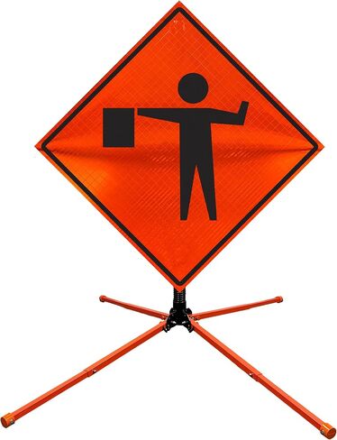 Orangegear® 36 "× 36" عالي الكثافة العاكس لافتة مرور المتوافقة مع Rollup MUTCD ، أضلاع الألياف الزجاجية والفولاذ المفرد لعلامة الربيع (العمل في المقدمة) in Saudi Arabia