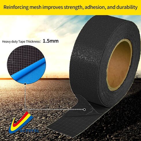 Reflective Pavement Marking Tape Slip-Resistant and Durable, Heavy-Duty Rubber Base for Outdoor Applications, Perfect for Driveways, Walkways, and Parking Areas (Black, 2 Inch X 18 Feet) in Saudi Arabia
