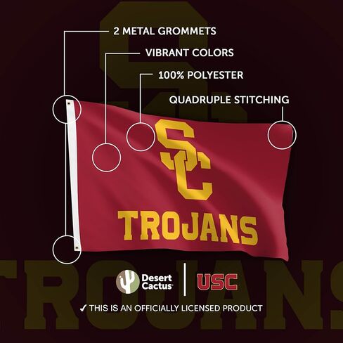 Desert Cactus University of Southern California USC Flag - 3 × 5 أقدام لافتة طروادة ، نسيج متين داخلي/خارجي ، تصميم البوليستر بنسبة 100 ٪ (النمط G) in Saudi Arabia
