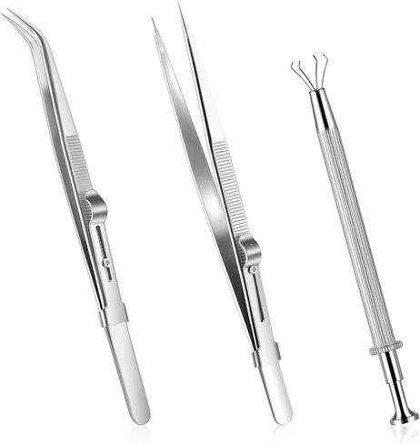 3Pcs Piercing Ball Grabber Tool Set, Piercing Tools For Changing Jewelry Stainless Steel Jewelry Locking Tweezers For Tiny Objects IC Chip Electronic Components in Saudi Arabia
