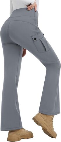 baleaf Women's Thick Fleece Lined Flare Pants Water Resistant Cargo Pockets High Waisted Winter Snow Pants in Saudi Arabia