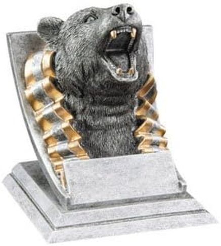 Decade Awards Grizzly Bear Mascot Trophy - 4 Inch Tall | Engraved Bear Spirit Award, Silver and Gold - Customize Now in Saudi Arabia