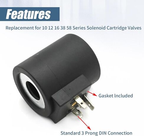 6356024 Solenoid Valve Coil with 3 Prong DIN Connector 24v DC Size 10 (5/8") in Saudi Arabia