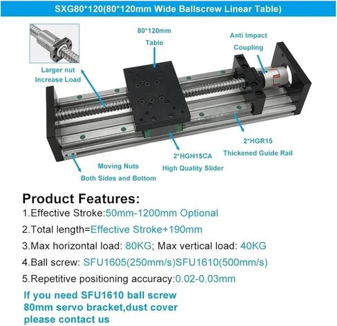 NEMA23/34 57/86mm x y/z المحرك الخطي يدوي المحرك مجموعة طاولة انزلاق مجموعة SFU1605 دليل مزدوج جدول انزلاق (NEMA34 86mm Bracket) in Saudi Arabia