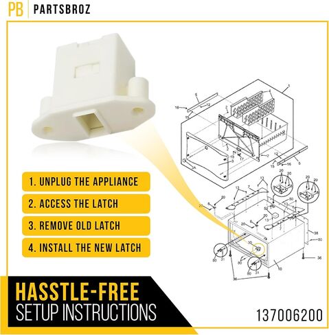 Upgraded 137006200 Washer Pedestal Latch by PartsBroz - Compatible Electrolux Frigidaire Washer Door Parts - Replaces AP4368805 AH2349356 PS2349356-1-1/2 Inches in Length, 2 Inches in Width in Saudi Arabia