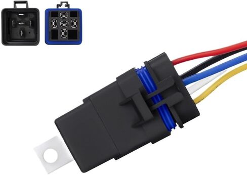 Car Auto Auto Meries Sealed Waterproof DC12V 40A 5PIN 4PIN AUTO RELAY + حامل مع أسلاك طولها 105 مم (4 دبوس) in Saudi Arabia