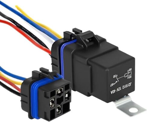 Car Auto Auto Meries Sealed Waterproof DC12V 40A 5PIN 4PIN AUTO RELAY + حامل مع أسلاك طولها 105 مم (4 دبوس) in Saudi Arabia