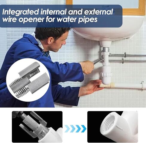 أداة خيط أنابيب PVC الداخلية والخارجية المتكاملة ، أداة قطع مؤشر ترابط أنابيب مزدوجة الوظيفة لأحجام الأنابيب 1/2 "و 3/4" ، مجموعة ترابط الأنابيب PVC لإصلاح المنزل (1/2 "+*3/4") in Saudi Arabia