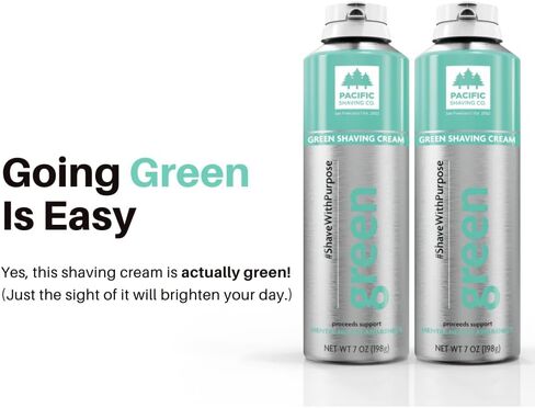 Pacific Shaving Company GREEN Shaving Cream, Shave with Purpose - Safe & Natural Ingredients, Cruelty Free, Made in the USA (7 oz) in Saudi Arabia