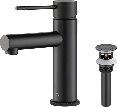 KIBI KBF1010 Solid Brass Single Handle Single Hole Circular X Faucet for Bathroom Sink with Pop Up Drain | High Arc Faucet Spout | Chrome Finish | Corrosion and Rust Resistant in Saudi Arabia