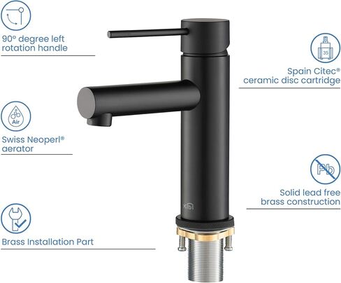 KIBI KBF1010 Solid Brass Single Handle Single Hole Circular X Faucet for Bathroom Sink with Pop Up Drain | High Arc Faucet Spout | Chrome Finish | Corrosion and Rust Resistant in Saudi Arabia
