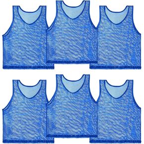 Blue Pinnies Soccer Pennies - Set of 6 Team Practice Jersey for Child Youth Teen Adult,Pennies for Sports Youth,Nylon Large Mesh Lightweight Scrimmage Vest in Saudi Arabia