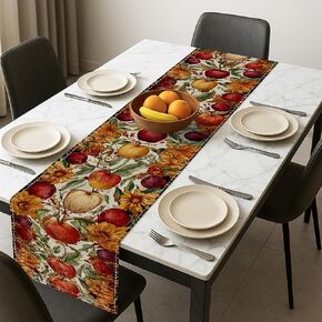 Autumn Fruit Table Runner,Vintage Harvest Apples Floral Autumn Kitchen Dining Decor for Home Family Dinners Holiday Gathering 13x72 Inch in Kuwait