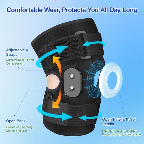 CHIYAN Hinged Knee Brace for Women Men, Open Patella Design with Dual Metal Side Stabilizers, Knee Immobilizer Support for Joint Pain Relief, Arthritis, Meniscus Tear, ACL, PCL, MCL in Saudi Arabia