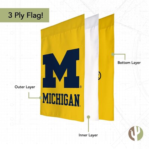 Desert Cactus University of Michigan UM Garden Flag – 19 x 12 inch Michigan Wolverines Banner, For Outdoor Display and Events (Design L) in Saudi Arabia