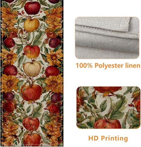 Autumn Fruit Table Runner,Vintage Harvest Apples Floral Autumn Kitchen Dining Decor for Home Family Dinners Holiday Gathering 13x72 Inch in Kuwait
