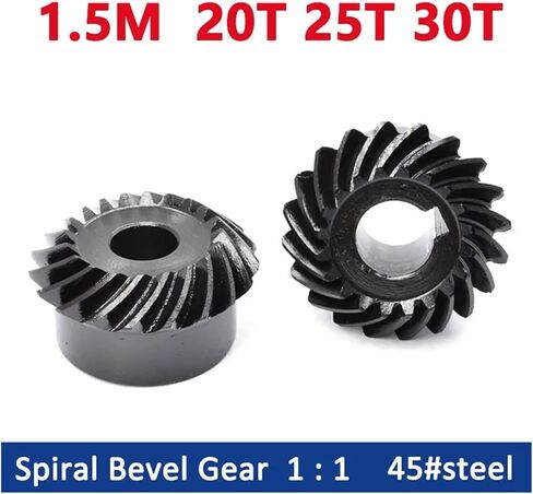 1:1 Spiral Bevel Gear Set 1.5M 20 25 30 Teeth Keyway Bore 12/14/15/16mm 45# Steel Left-Hand and Right-Hand Helical Gear(12mm (Keyway 4),1.5M 25Teeth) in Saudi Arabia