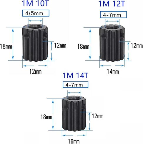 1pcs 1 Mod Pinion Gear Teath: 10/12/14t Spur Gear مع برغي 45# Bore Bore 4/5/6/6.35/7mm ترس ناقل الحركة الأسود (4 مم ، 1M10T) in Saudi Arabia