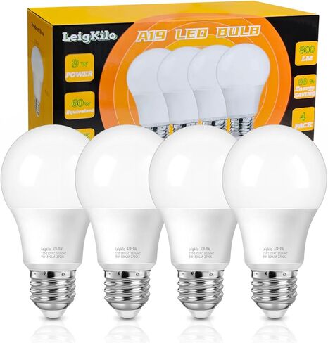 60 واط مكافئ المصابيح LED LED ، 2700K ناعمة دافئة دافئة ، 9W 800 لومينات E26 لمبة قاعدة متوسطة ، غير قابلة للضرب ، 4 عبوة in Kuwait