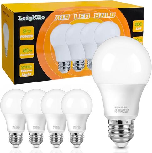 60 واط مكافئ المصابيح LED LED ، 2700K ناعمة دافئة دافئة ، 9W 800 لومينات E26 لمبة قاعدة متوسطة ، غير قابلة للضرب ، 4 عبوة in Kuwait