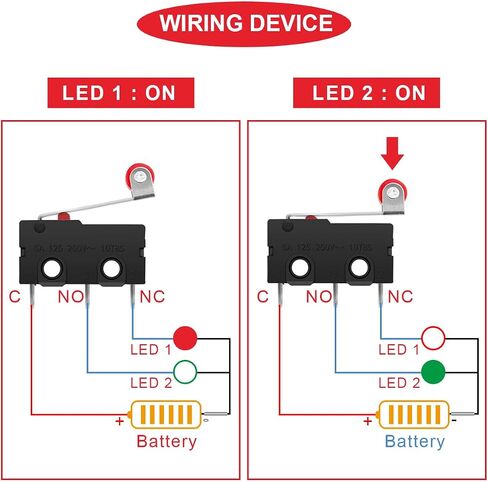 20Pcs Momentary Micro Limit Switch 5A 125V 250V AC SPDT 1NO 1NC 3Pin 19mm Short Hinge Roller Levr Arm Switch Snap Action Button Type with Terminal Wires for Electronic Product Home Appliance in Saudi Arabia