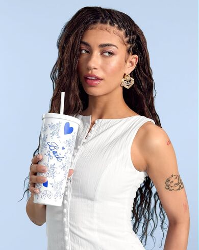 xo, Fetti White + Blue Bride Tumbler, 24 oz. | Bachelorette Supplies, Wedding Morning Drinkware, Bach Party Decorations, Bridesmaid Cup Gift in Saudi Arabia
