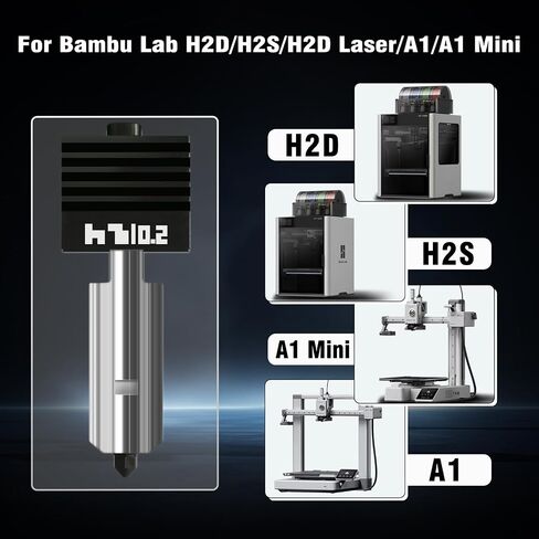 2Pcs Bamboo H2D/H2S/H2C/P2S Hotend with 0.4MM Hardened Steel Nozzle,High Speed ​​Precision and Direct Replacement Extruder Print Head for Bambu Lab H2/P2S 3D Printer Accessories in Kuwait