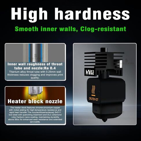 2Pcs Bamboo H2D/H2S/H2C/P2S Hotend with 0.4MM Hardened Steel Nozzle,High Speed ​​Precision and Direct Replacement Extruder Print Head for Bambu Lab H2/P2S 3D Printer Accessories in Kuwait