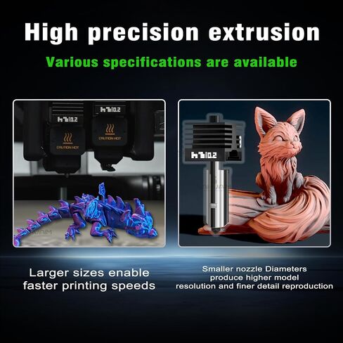 2Pcs Bamboo H2D/H2S/H2C/P2S Hotend with 0.4MM Hardened Steel Nozzle,High Speed ​​Precision and Direct Replacement Extruder Print Head for Bambu Lab H2/P2S 3D Printer Accessories in Kuwait